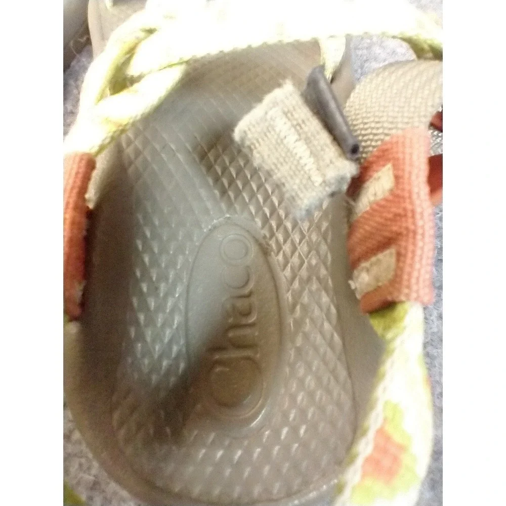 Chaco Kids Z1‎ Ecotread Sandals Lime Green Orange Geometric Strappy Size 2